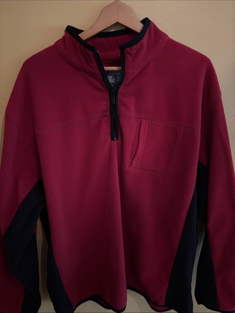 Men's Half-Zip Fleece Pullover - Red with Black Trim
